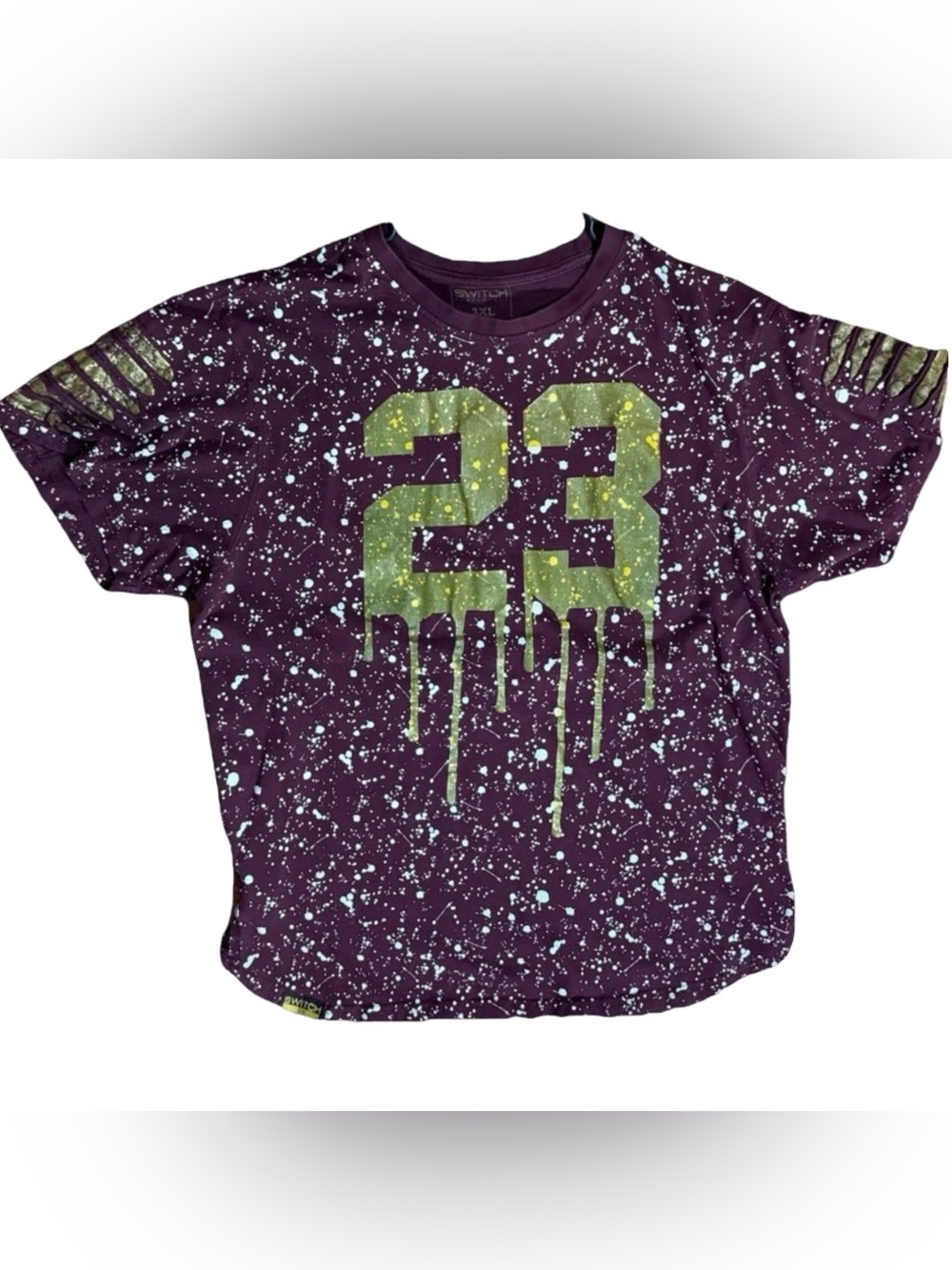 Switch Remarkable Men's 23 Jordan Paint Splatter Graphic T-Shirt Burgundy 3XL